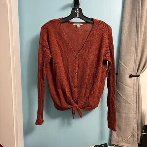 American Eagle Outfitters Brown Cardigan Sweater with Tie Detail